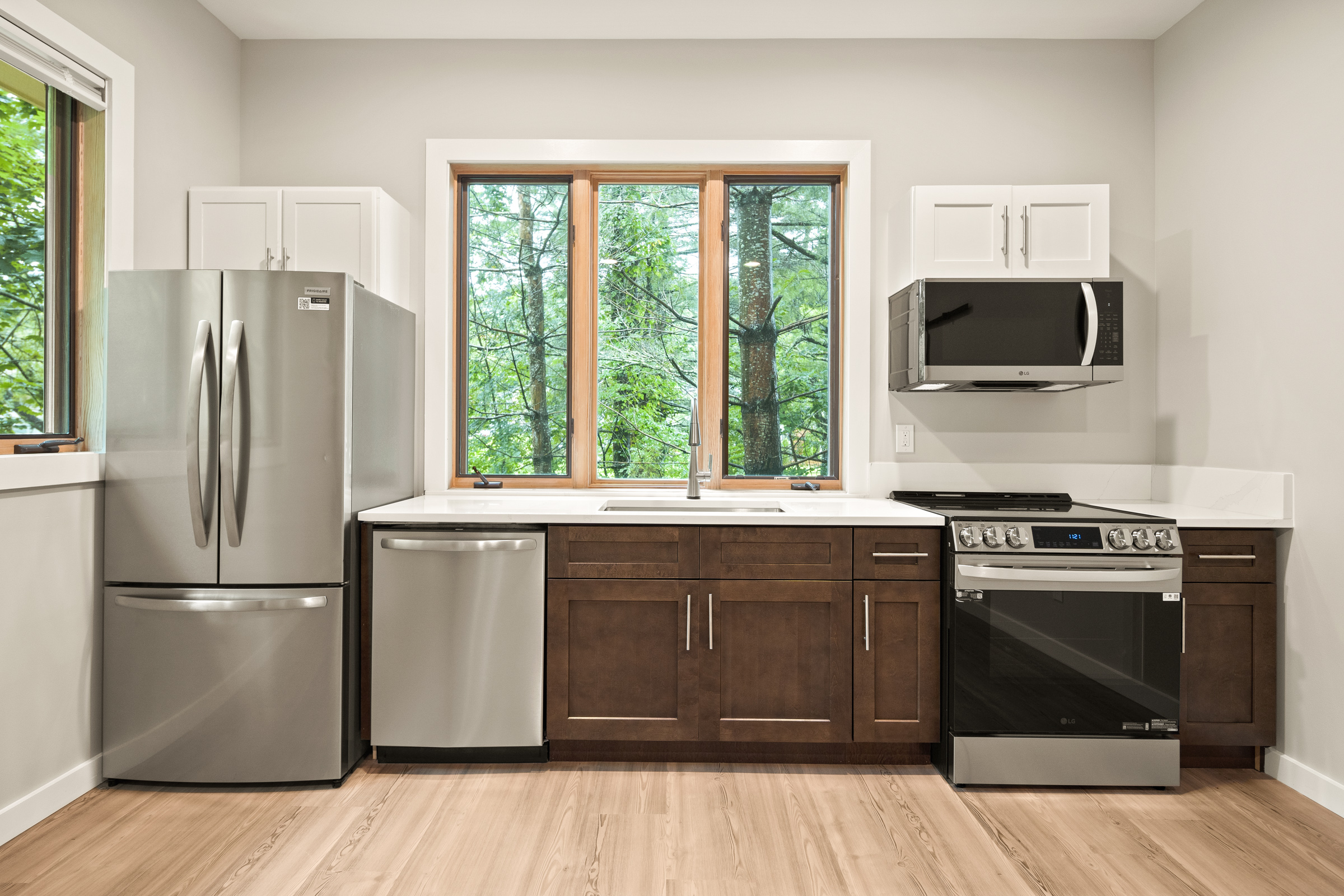 Modern kitchen with stainless steel appliances